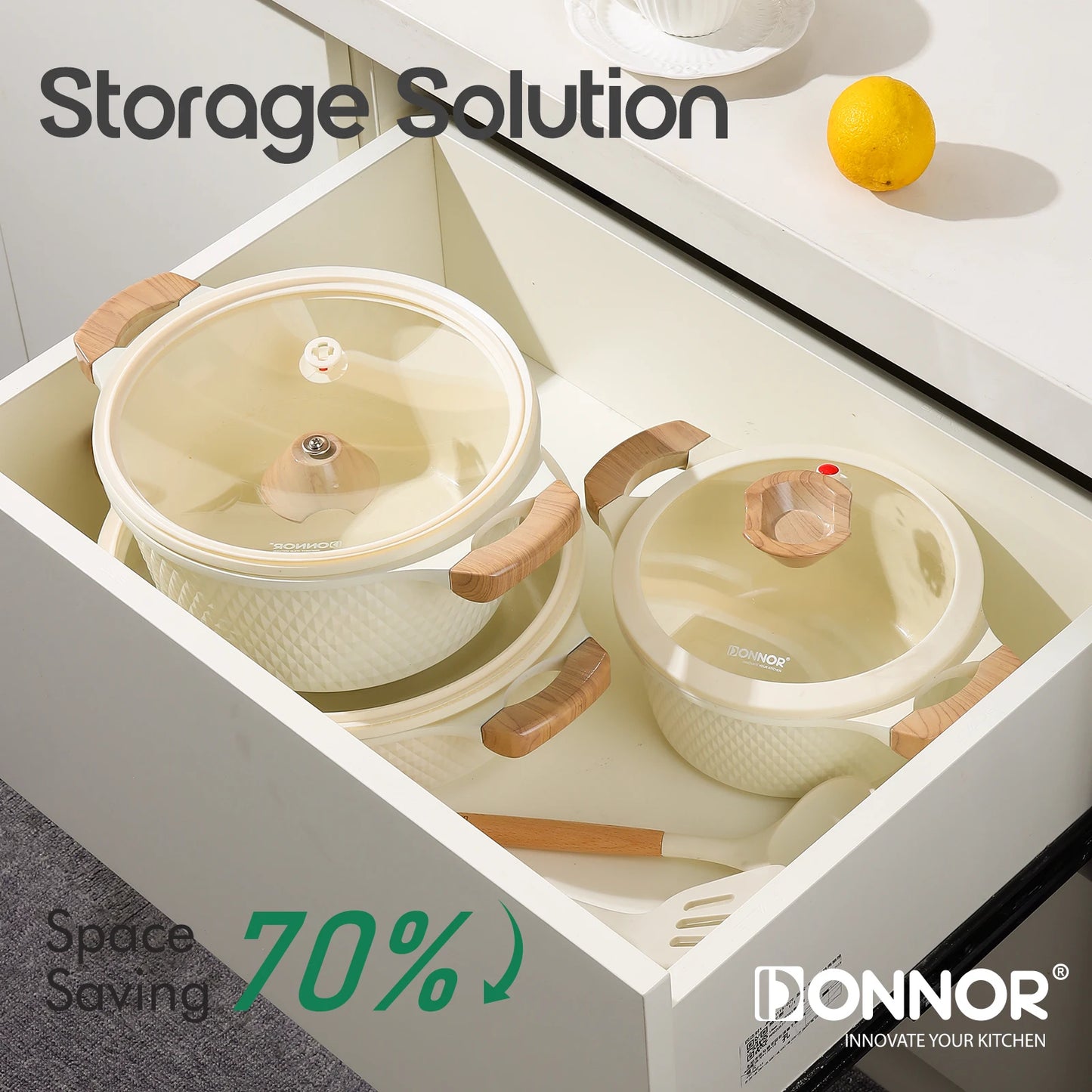 DONNOR 15-piece Cookware Set, Die-cast Aluminum Pot, Non-stick Soup Pot, Induction Cooker-friendly, Suitable for Daily Cooking