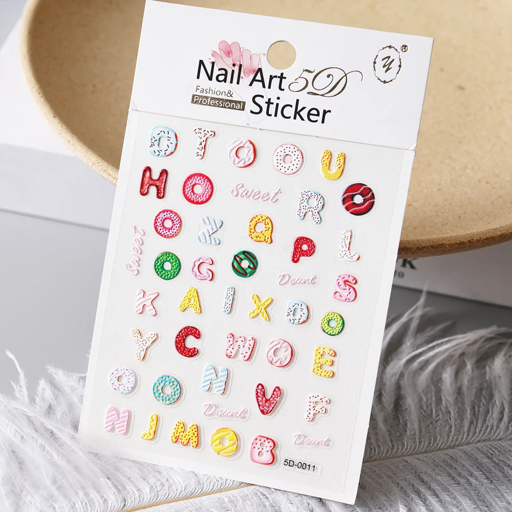 5 D Macron Flower/Fruit Nail Charms Sticker