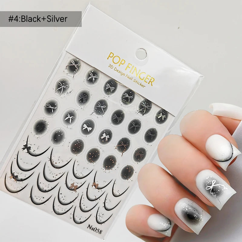 3 D White Bow knot Flower Nail Art Sticker