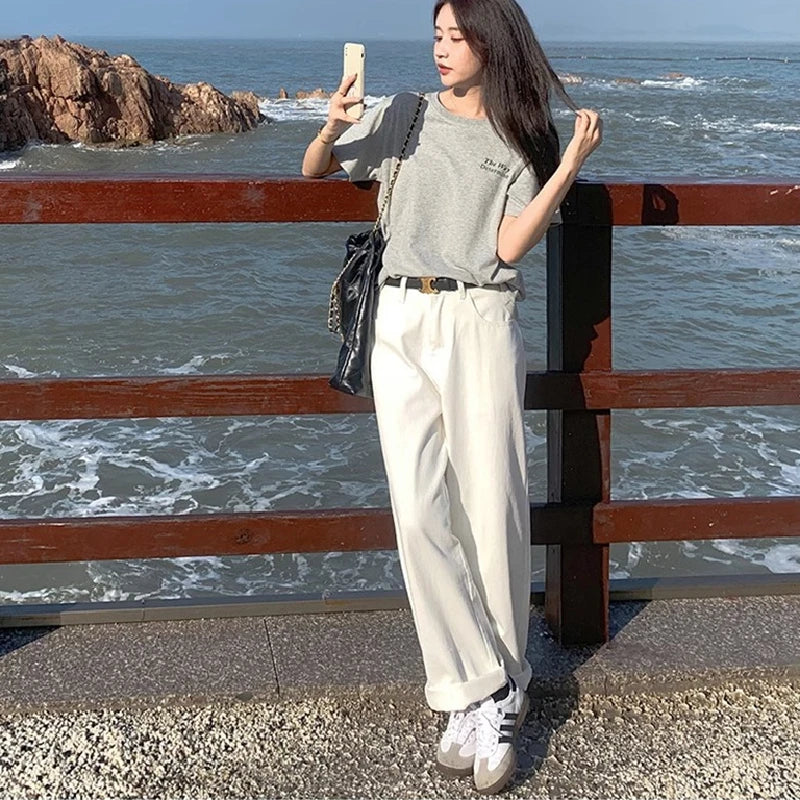 Women vintage Drape Straight Mopping Pants