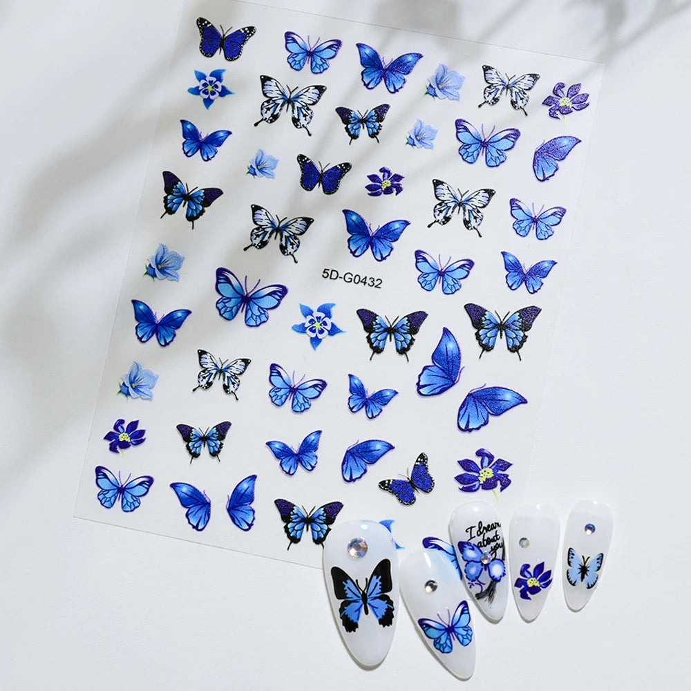 5 D Macron Flower/Fruit Nail Charms Sticker