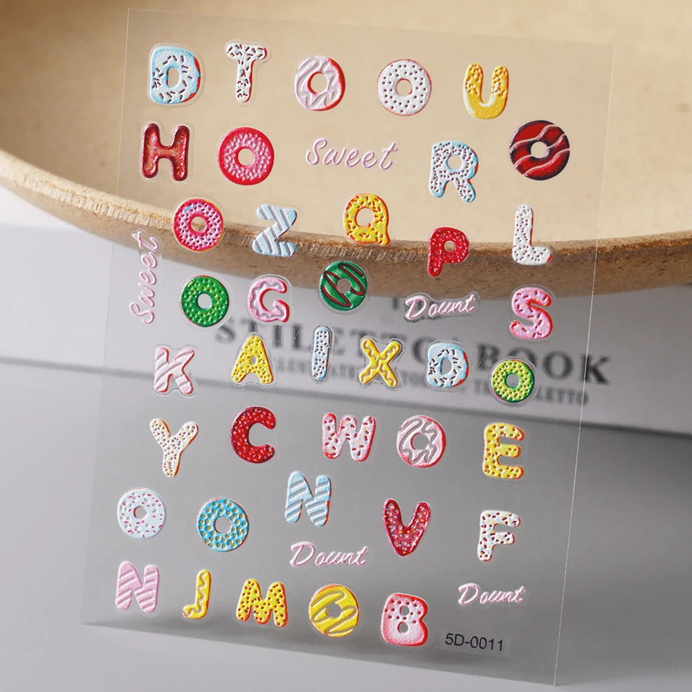 5 D Macron Flower/Fruit Nail Charms Sticker