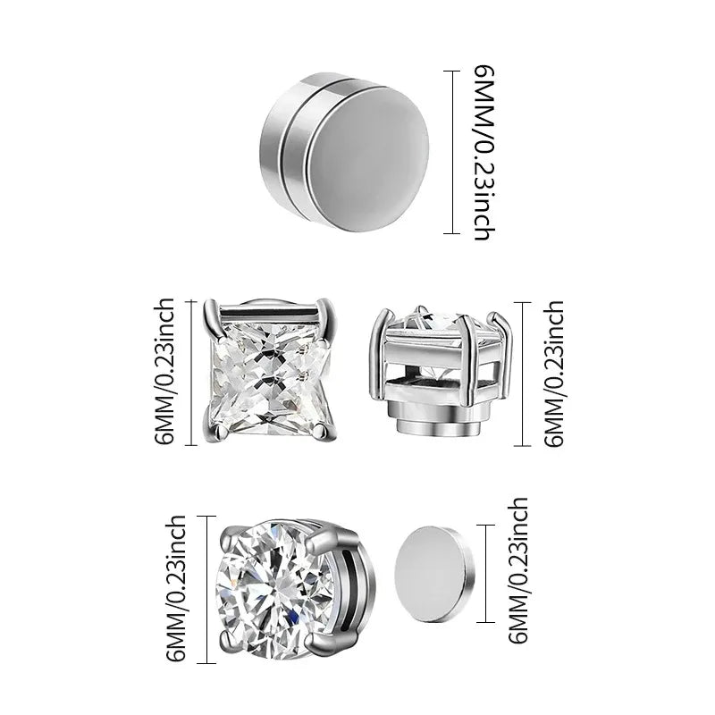 Unisex 6 Pc set Strong Magnetic Earrings