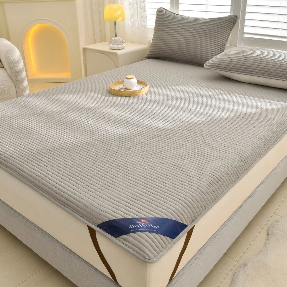 1pc Striped Waterproof Mattress Protector, Comfortable Mattress Cover, Soft and Breathable for Single/Double Beds