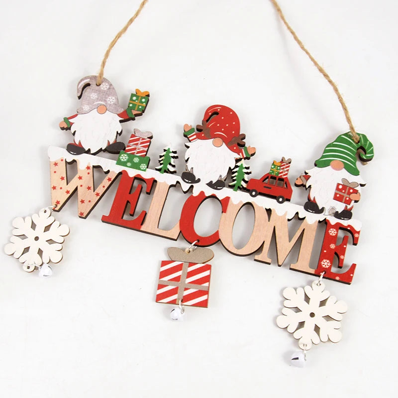 Gnome Santa Claus Wooden Hanging