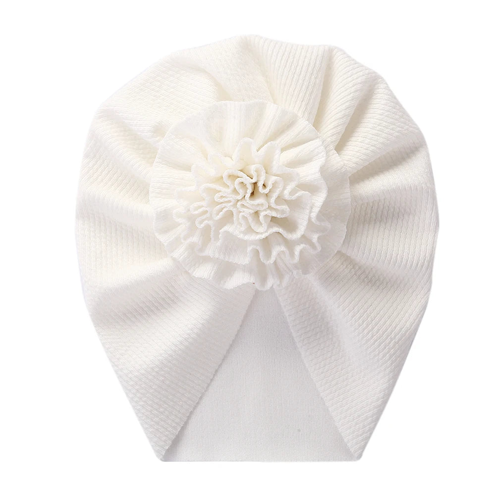 Flower Ribbed Turban Baby Hats