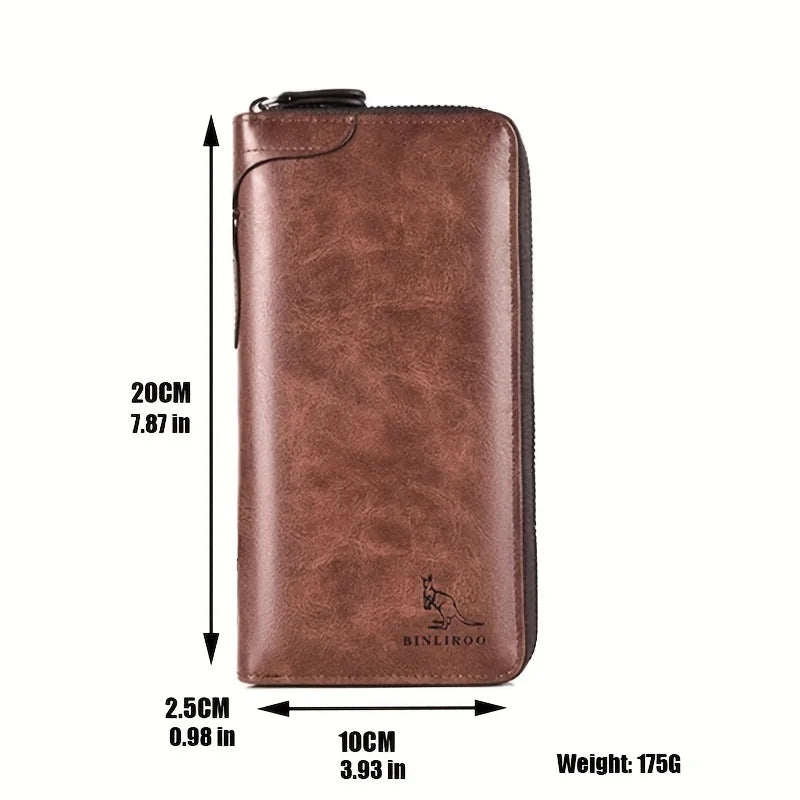 Men's Long Zipper High Quality Pu Leather Wallet