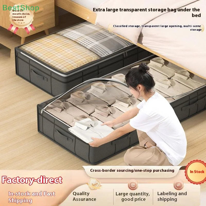 1PC Large Clothes Storage Bag Under Bed Foldable Quilt Clothes Storage Bag Doggy Bag Bedroom Dormitory Organizer Bag