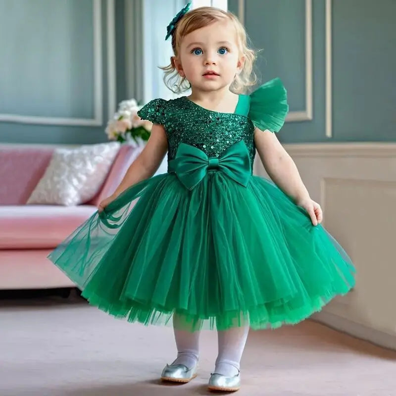 Princess Sequins Baptism Luxury Dress