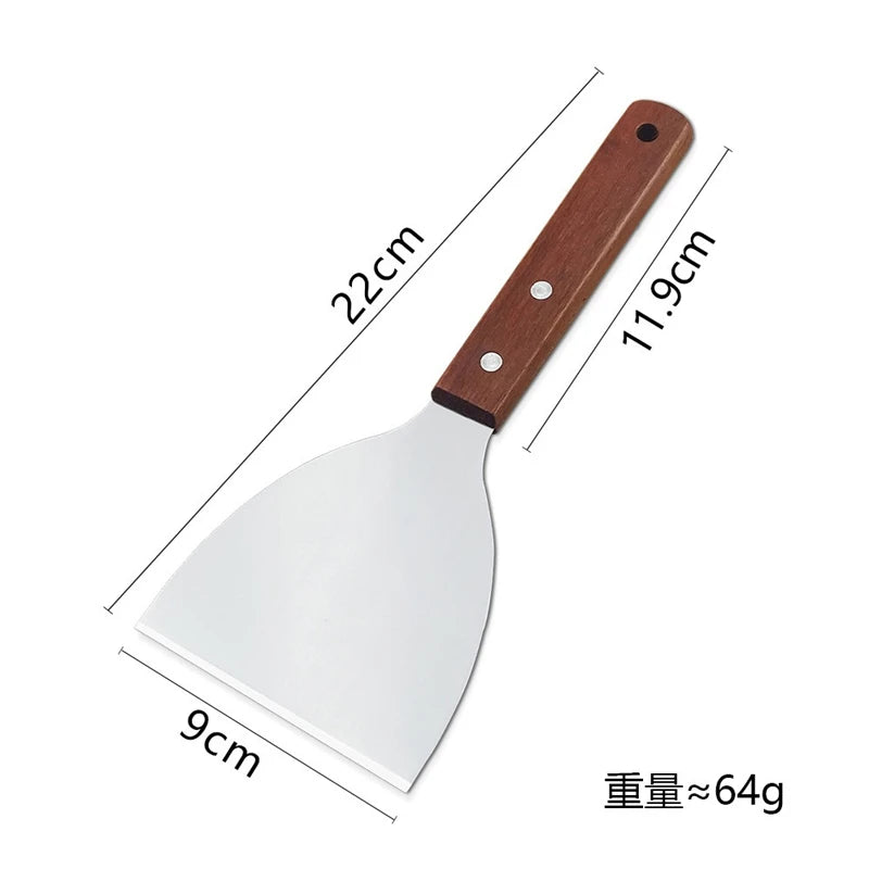 Stainless Steel Spatula and Grill Scraper Non Stick Durable Barbecue Cooking Tools Pizza Shovel Pancake Beef BBQ Utensils