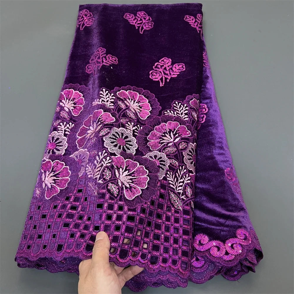 2025 Black African Nigerian velvet lace fabric Sequins Lace Fabric Guipure For Sewing Wedding Party Cloth High Quality Tissu