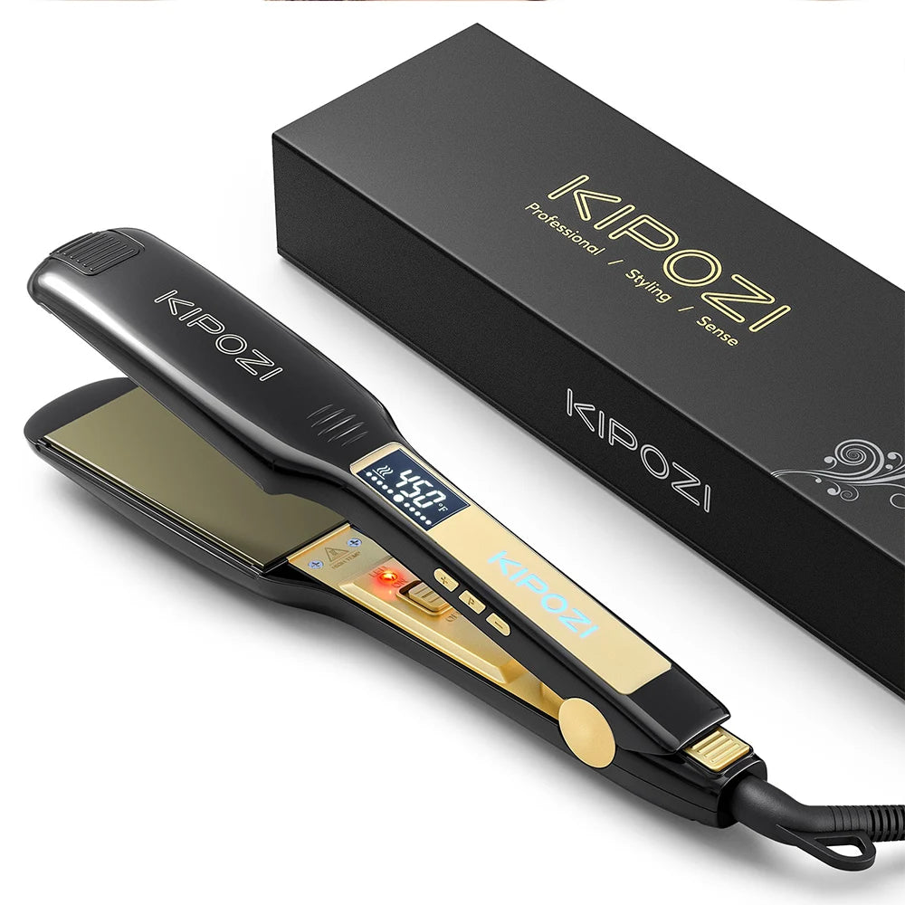 Titanium Flat Iron Hair Straightener LCD Display