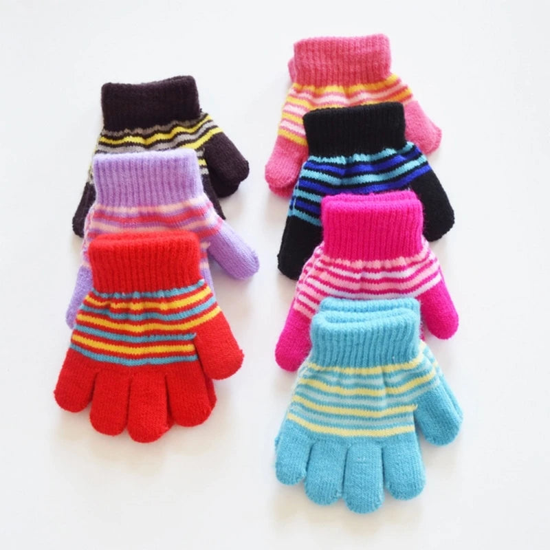 Baby Full Finger Knitted Stripe Mitten