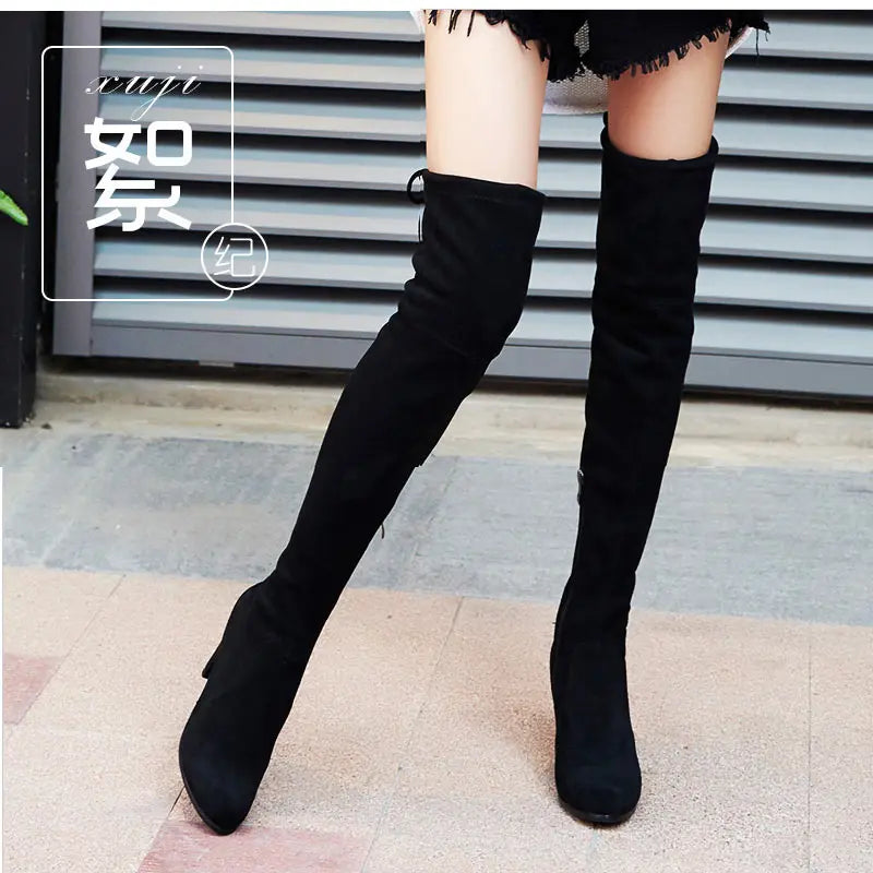 Women Stretch Fabrics High Heel Long Boots