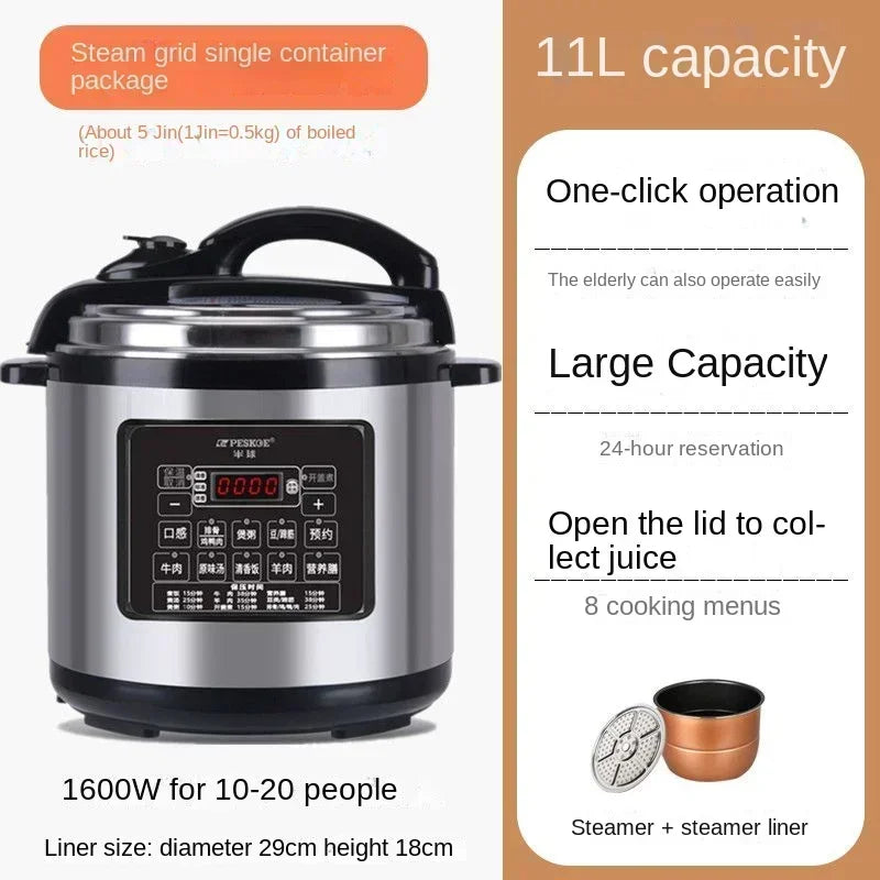 Household and commercial electric pressure cooker. Large capacity. Intelligent reservation. High pressure rice cooker.