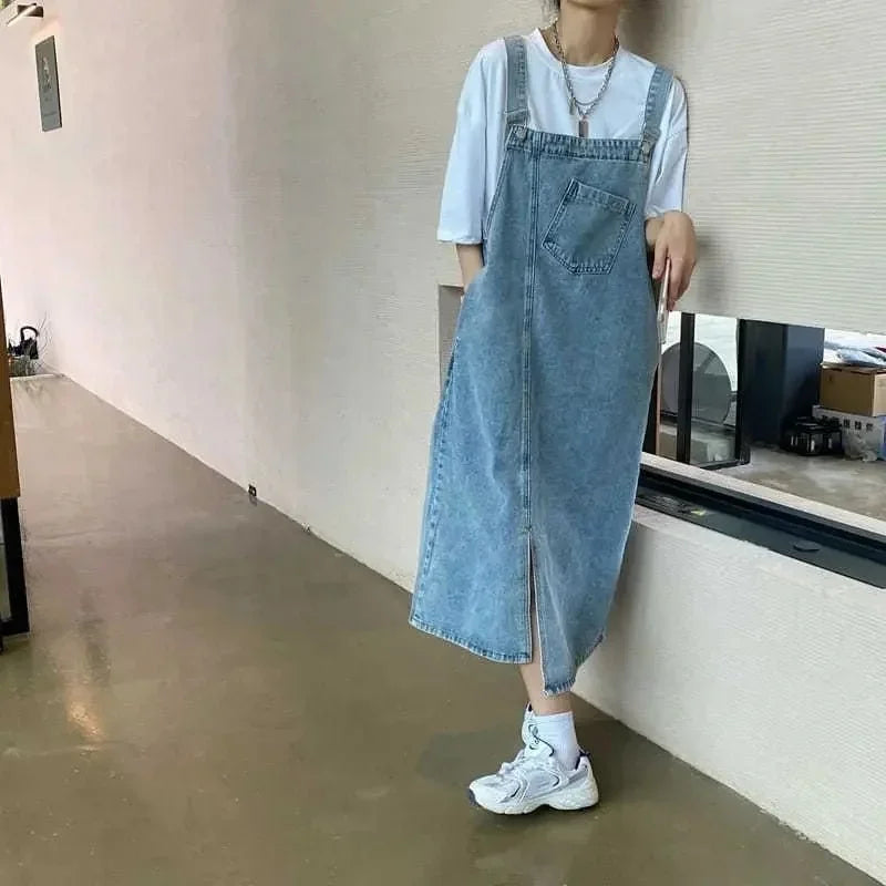 Denim Overall Fashion Female Slip Casual Loose Dress