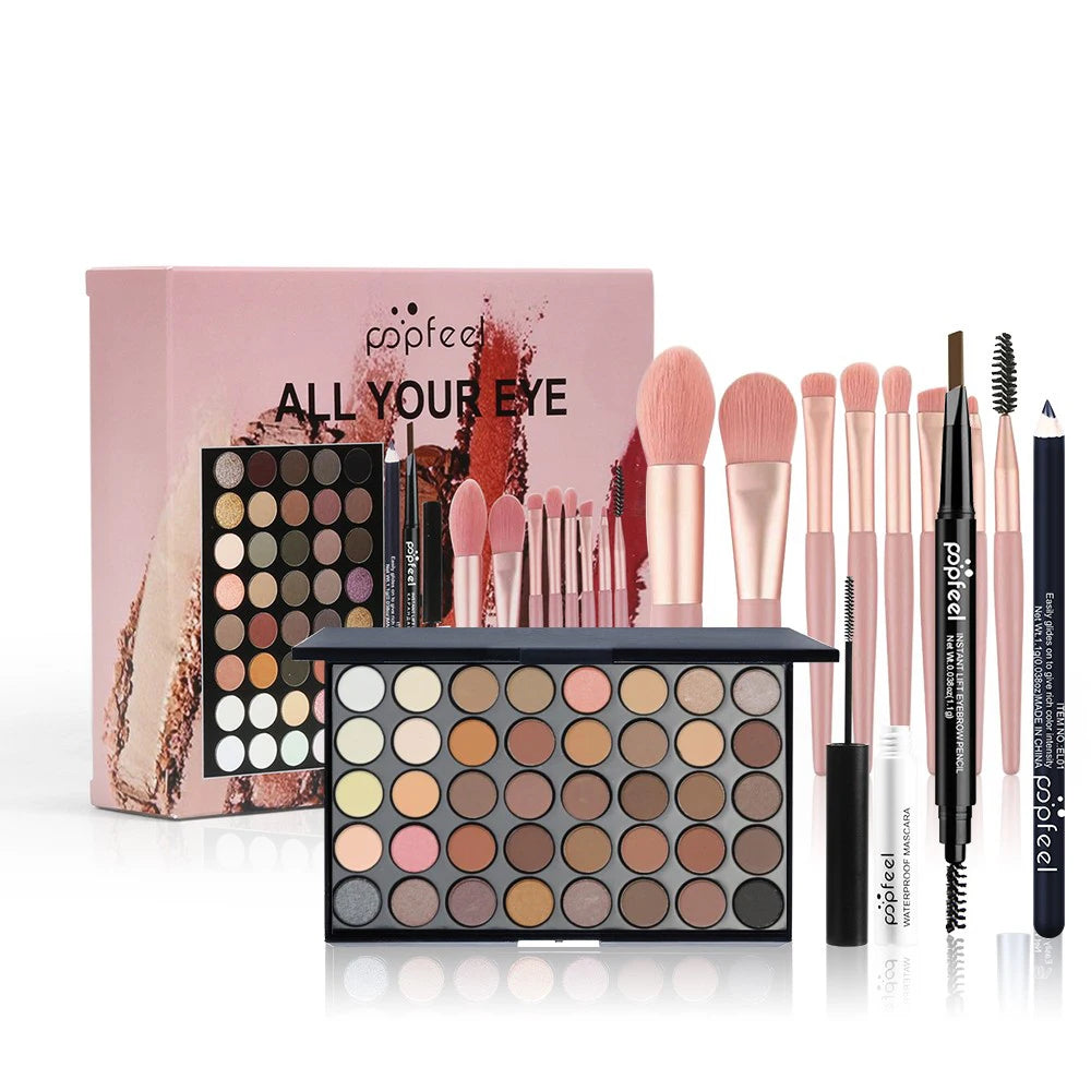 Eye shadow Palette Eyebrow Pencil Eyeliner Pen Mascara Brushes