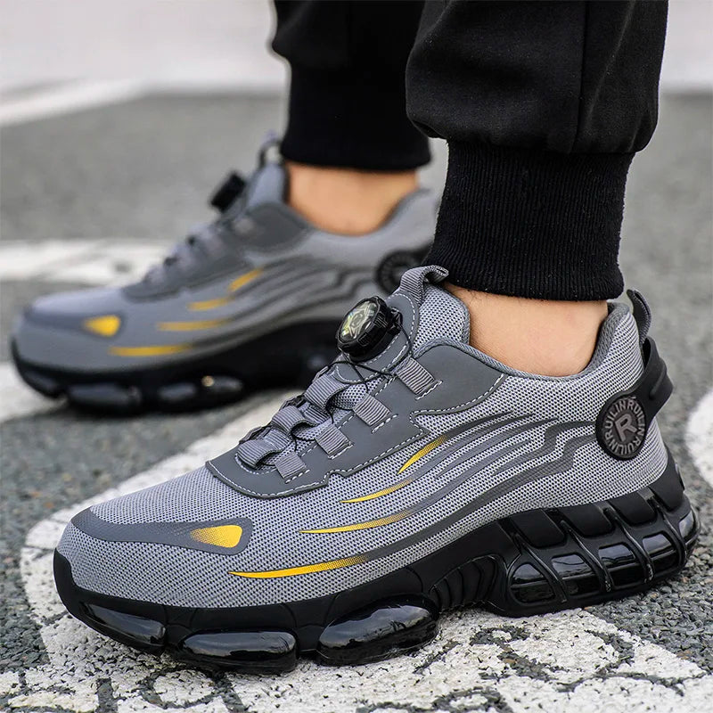 Rotating Button Man Lightweight Breathable Safety Shoes