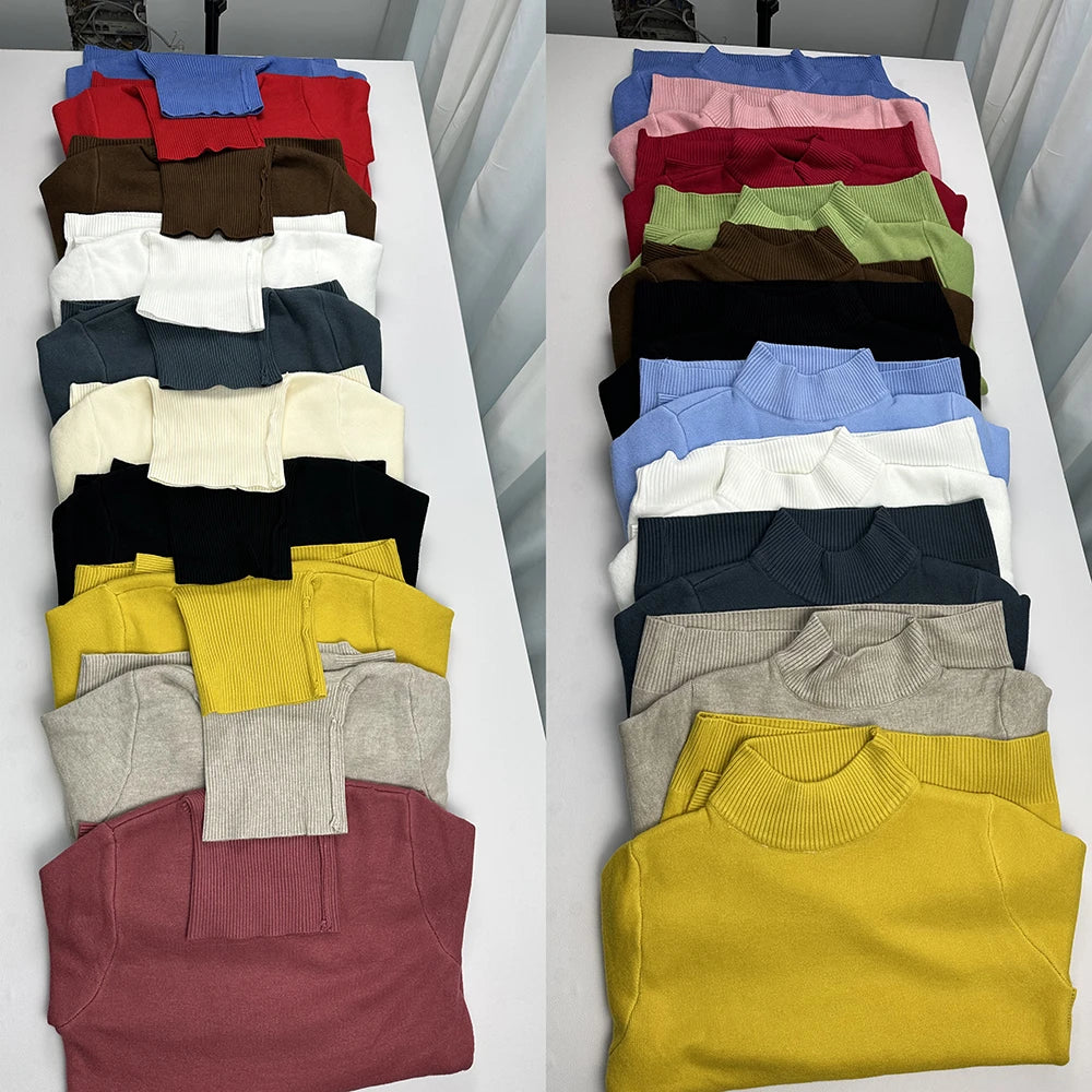 Women Elegant Thicken Velvet Lined Warm Knitted Top