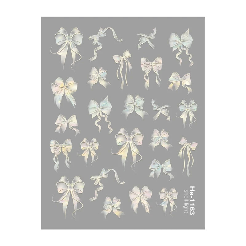 3 D White Bow knot Flower Nail Art Sticker