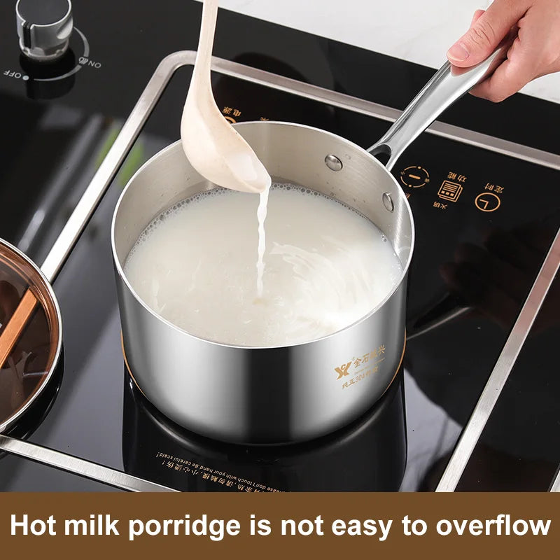 304 Stainless Steel Milk Pot Three-Layer Composite Steel Large Capacity Soup Stew Pot for Kitchens Hotels Cookware Kitchenware