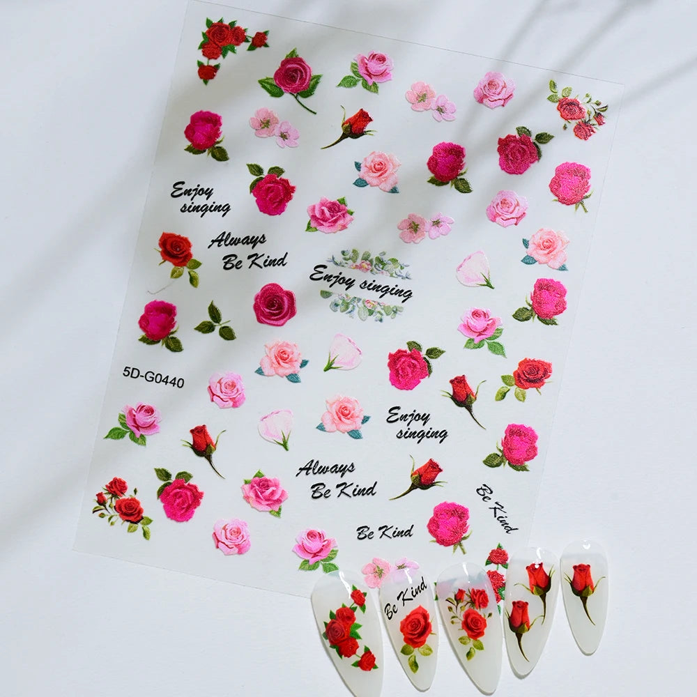 5 D Macron Flower/Fruit Nail Charms Sticker