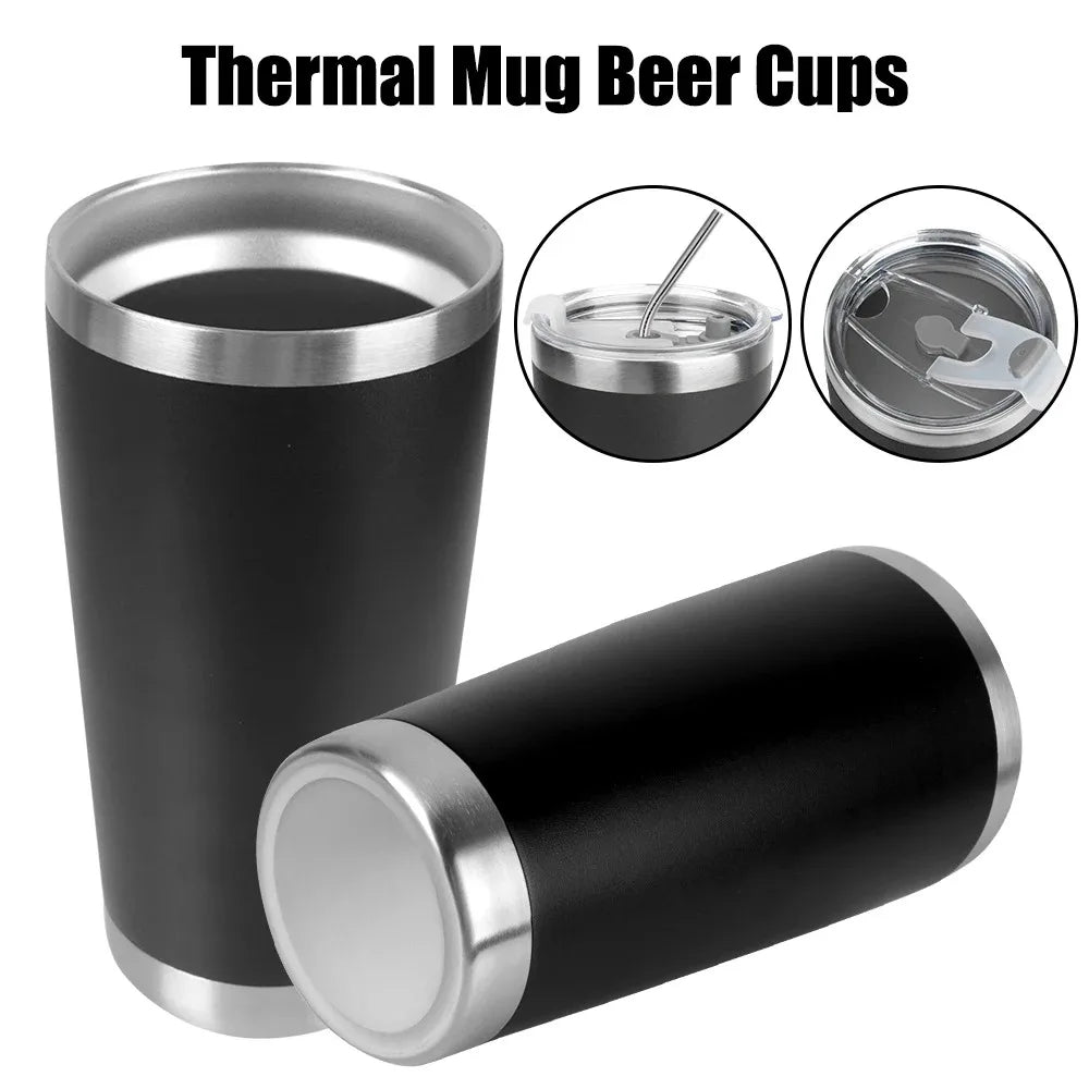 20oz/590ML Thermo Cafe Coffee Mug Car Thermos Mug Leakproof Travel Thermo Cup for Tea Double Stainless Steel Hot and Cold Cup