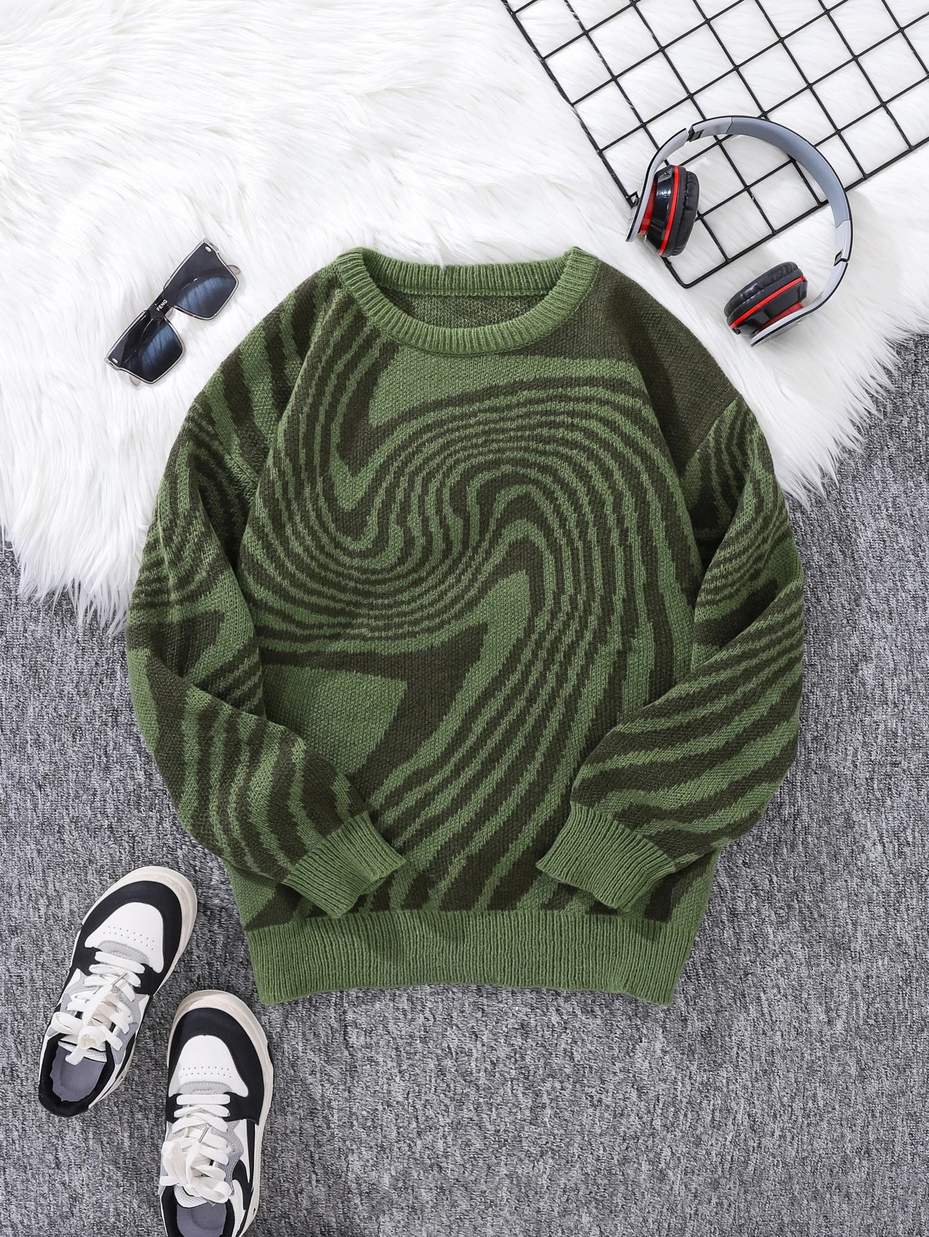 Jacquard Pattern Casual Knitted sweater