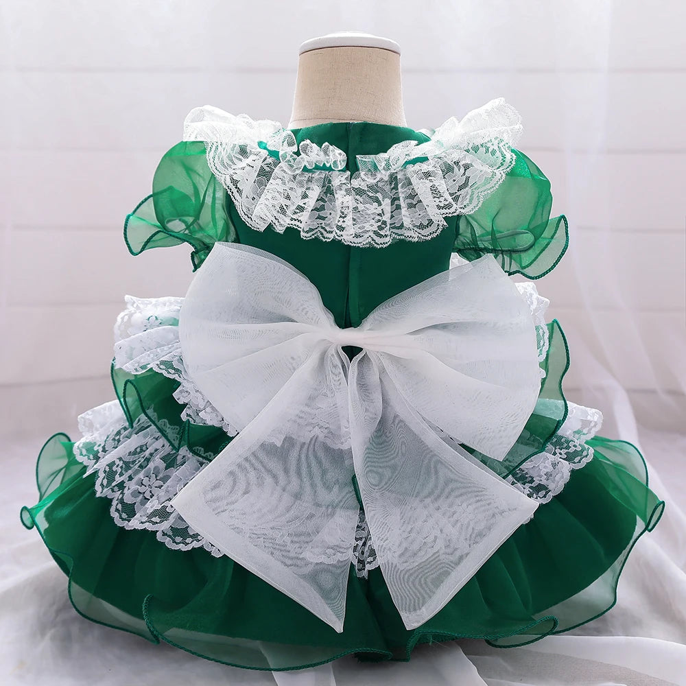 Lace Bow Flower Baptism Princess Dresses