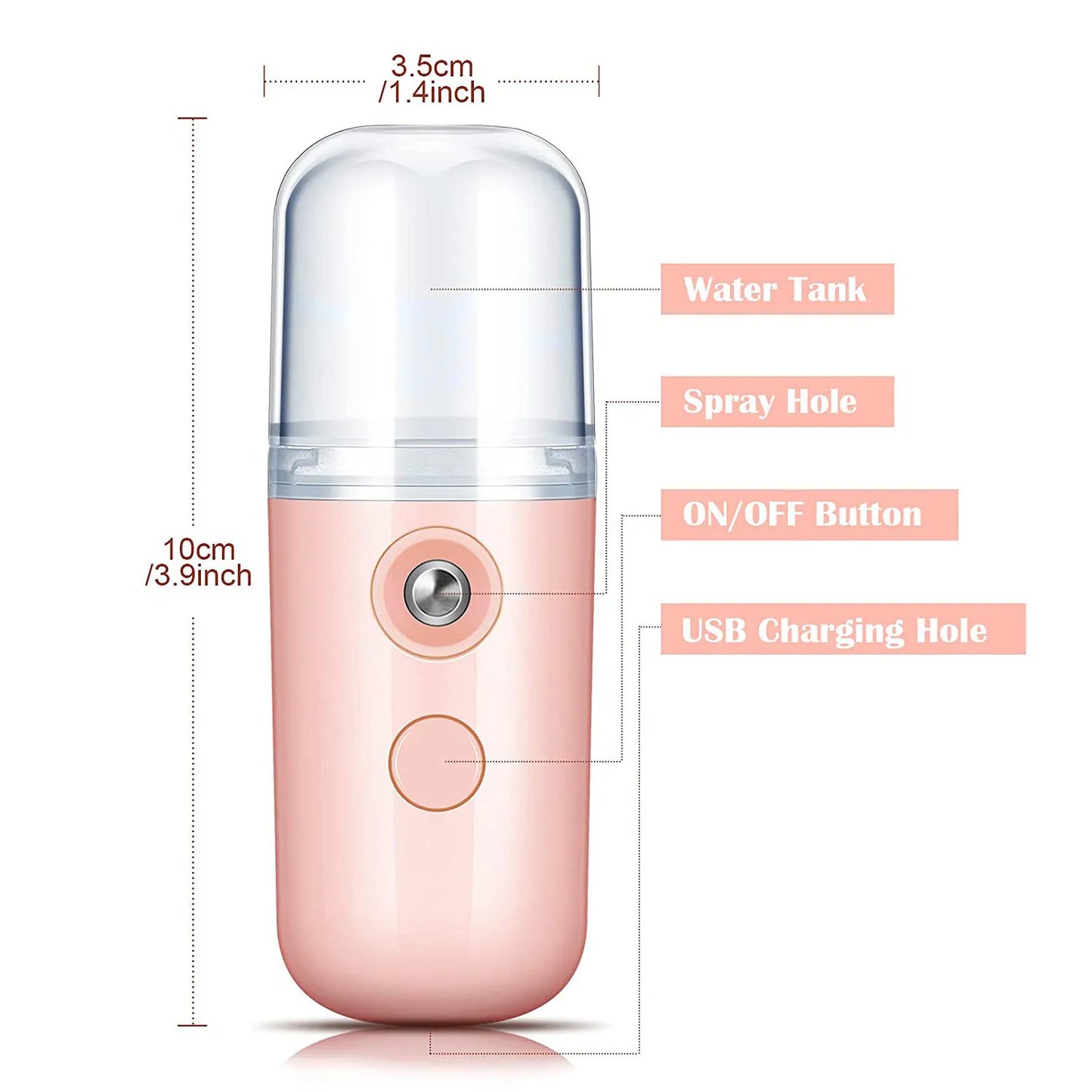 Portable Mini Facial Steamer Face Skin Care Nano Mist Sprayer Vaporizer Beauty Water Spa Nebulizer Humidifier USB Rechargeable