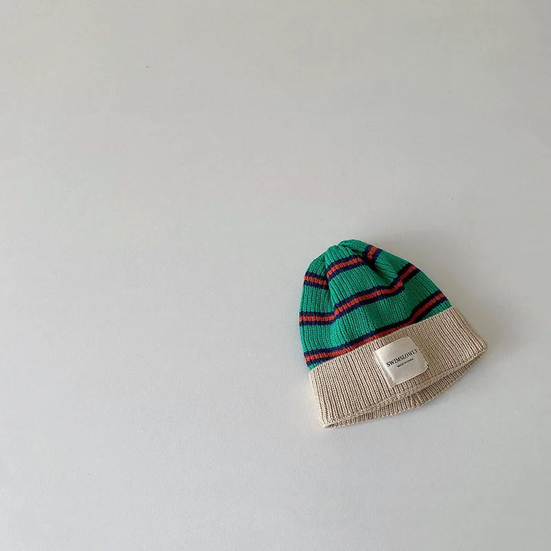 Fashion Striped Kids Knit Bonnet Cap