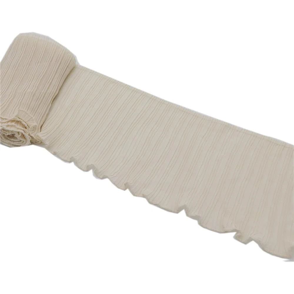 1 Yard Black and White Pleated Chiffon Fabric With Lace Edging Suitable For Clothing Extension And Craft Sewing17CM Wide