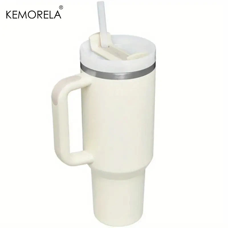 KEMORELA Tumbler With Handle Lid Straw Stainless Steel Water Bottle 887/1182ML Vacuum Thermos Cup Travel Car Coffee Mug