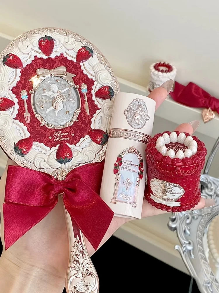 Matte Lip Cream Pressed Powder Liquid Blush Mirror Makeup Kit