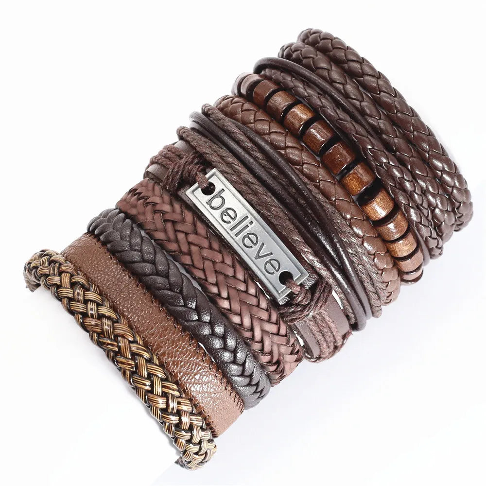 10 Pcs/set Black Wrap Fashion Handmade Bracelets