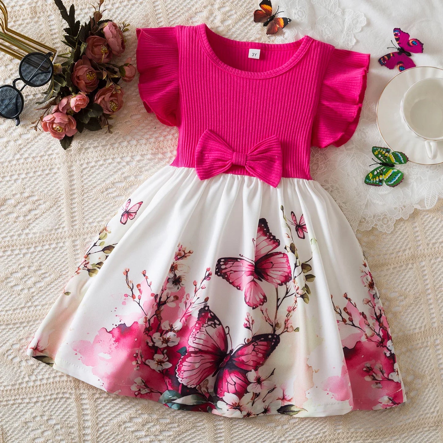 Black Rose Flower Ruffles Elegant Princess Dress