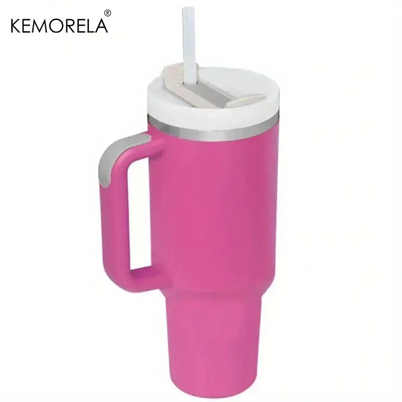 KEMORELA Tumbler With Handle Lid Straw Stainless Steel Water Bottle 887/1182ML Vacuum Thermos Cup Travel Car Coffee Mug