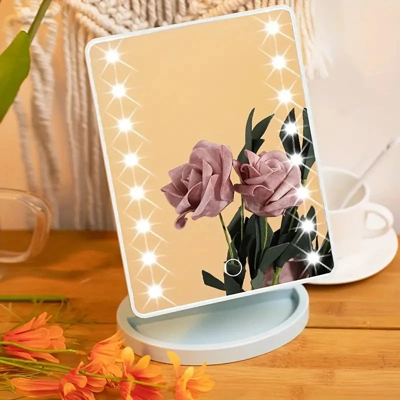 Lighted Makeup Mirror, Square Battery Touch Screen