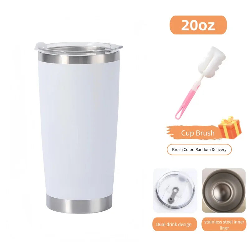 20oz/590ML Thermo Cafe Coffee Mug Car Thermos Mug Leakproof Travel Thermo Cup for Tea Double Stainless Steel Hot and Cold Cup