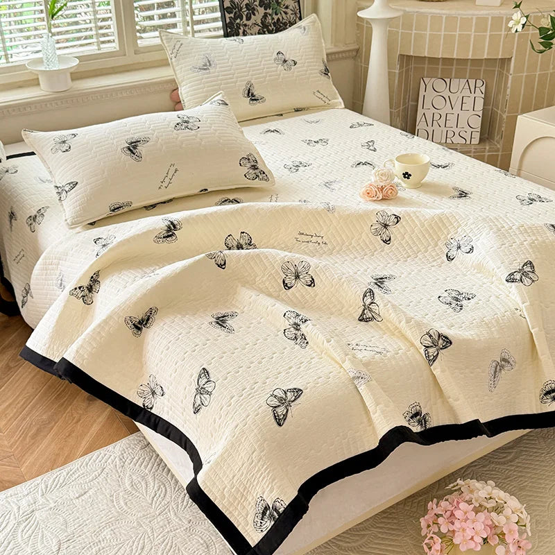 1pc Quilted Bedspread for Beds Thick Blanket for Bed Single/Queen/King Size Flower Printed Quilted Bed Cover Soft Bedspreads