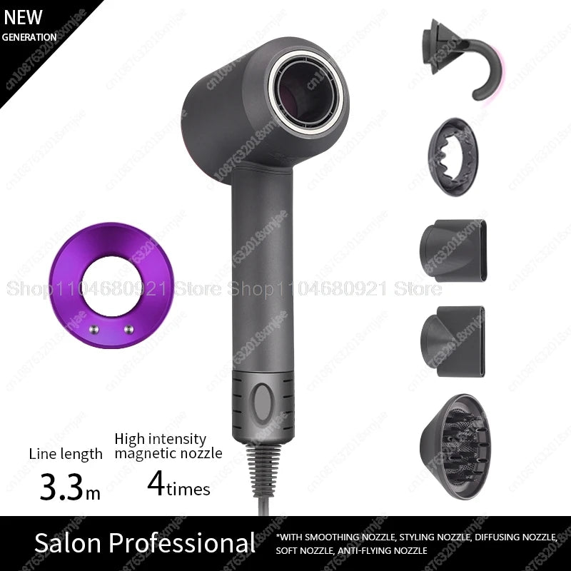 Leafless Hair Dryer New Professional With Flyaway Attachment Negative Ionic Premium Hair Dryers Multifunction Salon Style Tool