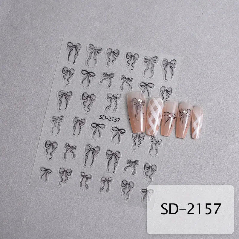 3 D White Bow knot Flower Nail Art Sticker