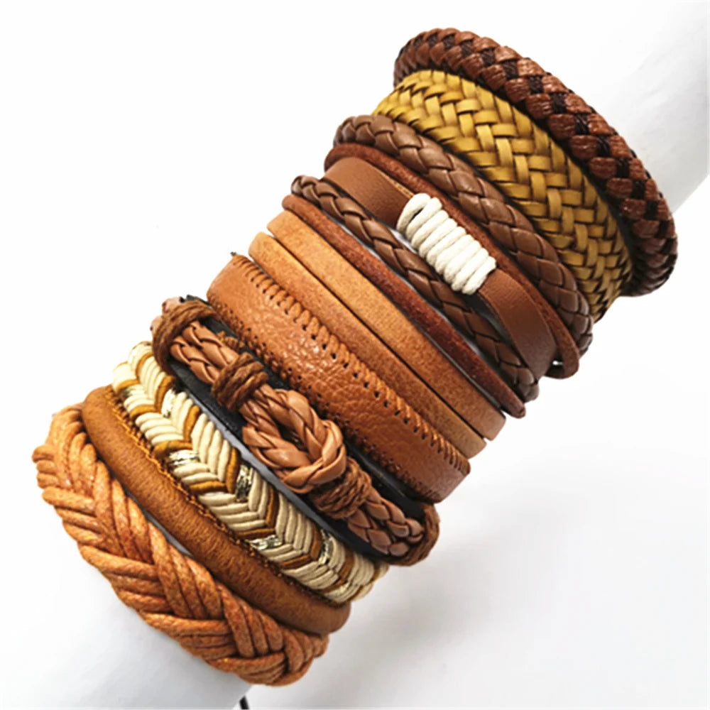 10 Pcs/set Black Wrap Fashion Handmade Bracelets
