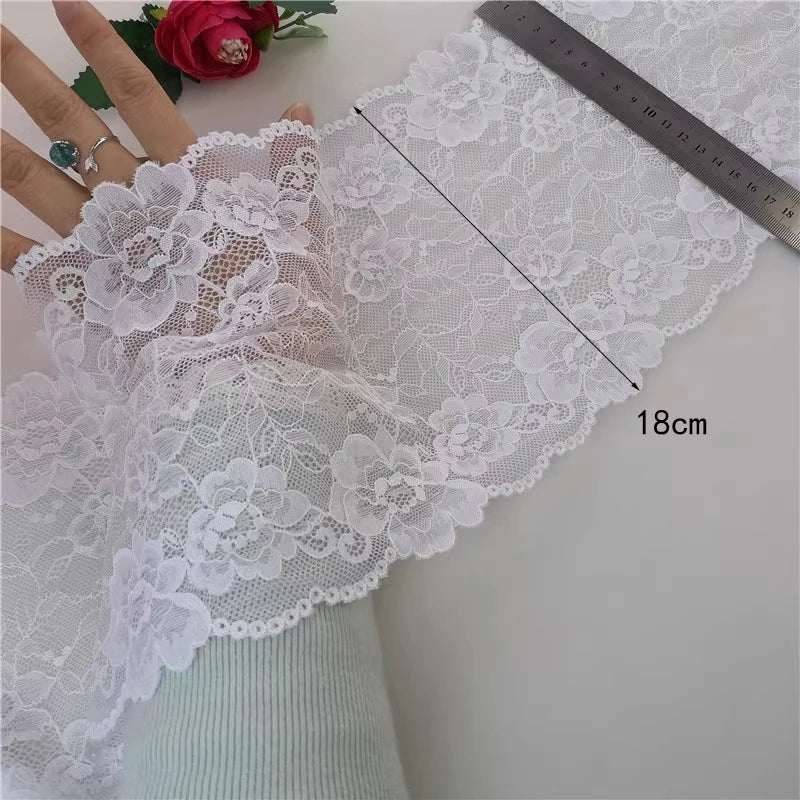 2 Yards Black and White Lace Fabric Flower Lace DIY Sleeve Skirt Decoration Clothing Accessories 18CM Wide
