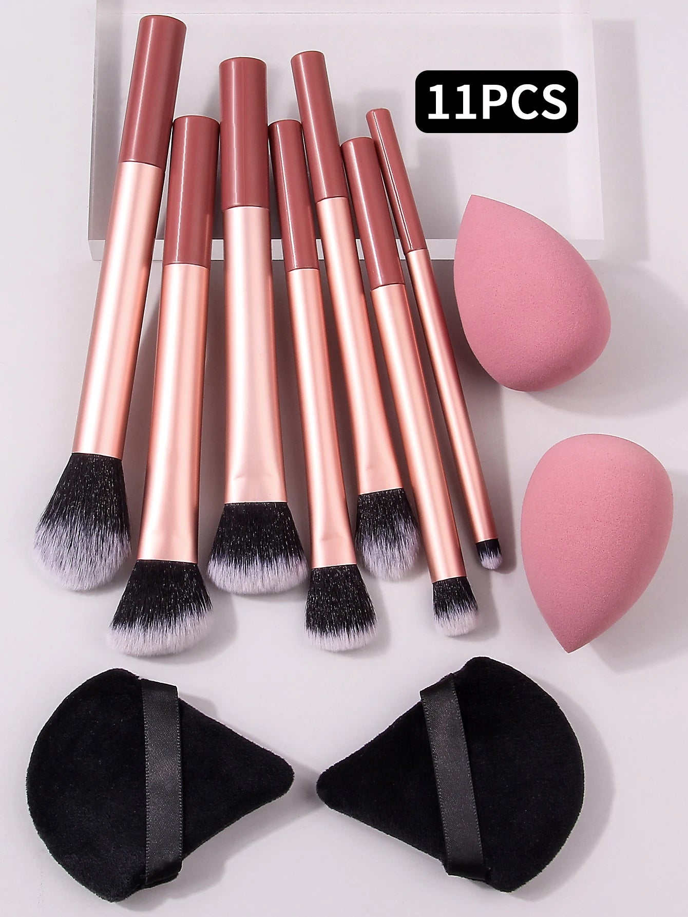 11pcs Metal Long-handle Makeup Brush Set