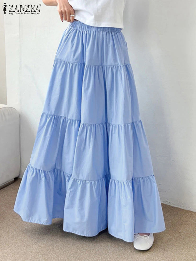 Women Korean Fashion Tiered Maxi Skirt