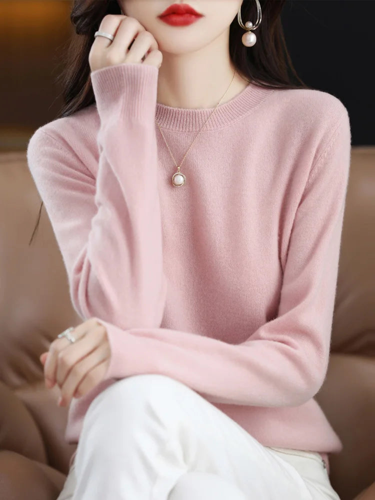 Merino Wool Elegant Cashmere Jumper Tops