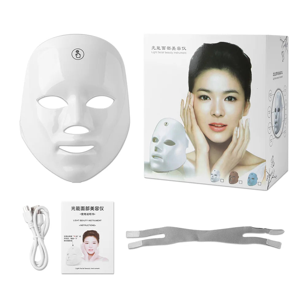 Rechargeable Facial LED Mask 7 Colors LED Photon Beauty Mask Skin Rejuvenation Home Face Lifting Whitening Beauty Device