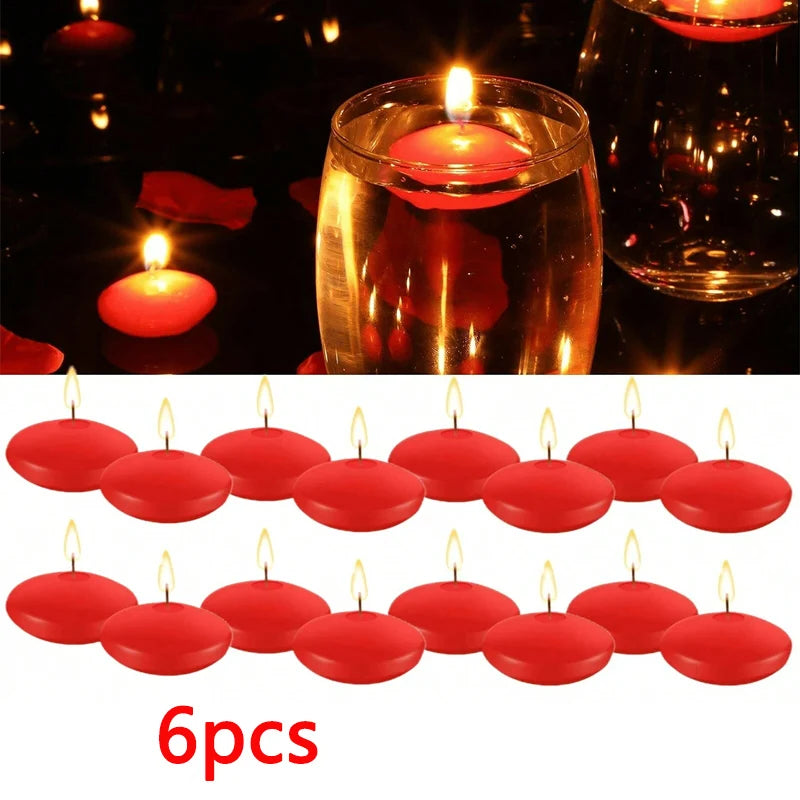 6/10/16Pcs Unscented Discs Candles Floating For Valentine's Day Party Wedding Home Bathtub Decor Romantic Confession Candlelight