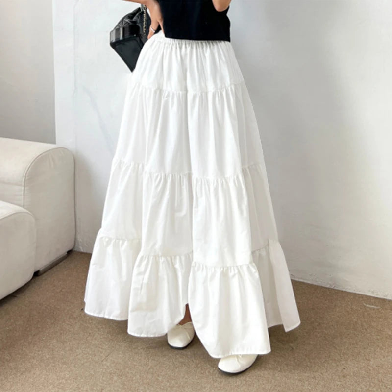 Women Korean Fashion Tiered Maxi Skirt